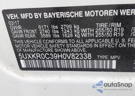 2017 BMW X5 xDrive35I z USA, uszkodzony, nr VIN 5UXKR0C39H0V82338